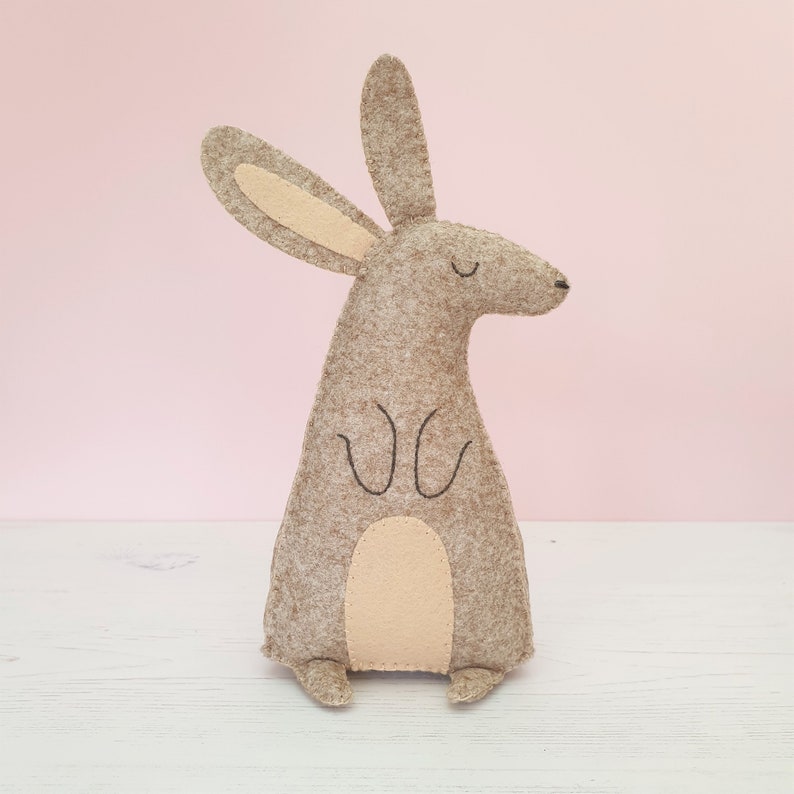 Felt Hare or Bunny sewing pattern, Easter Bunny sewing pattern, felt bunny, pdf sewing patterns, felt sewing patterns, hand sewing project image 3