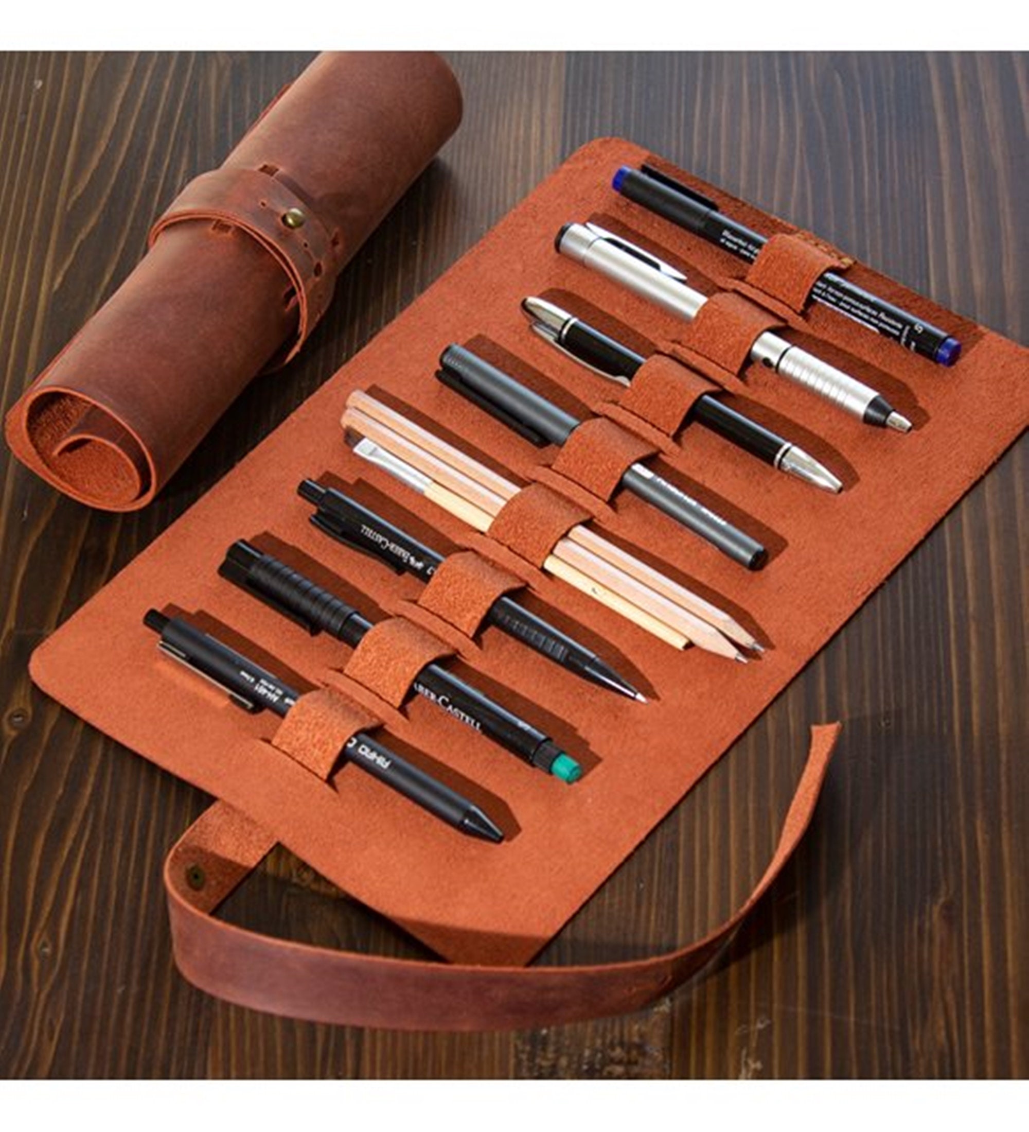 Personalized Leather Pen Holder Handmade Genuine Pencil Case Etsy