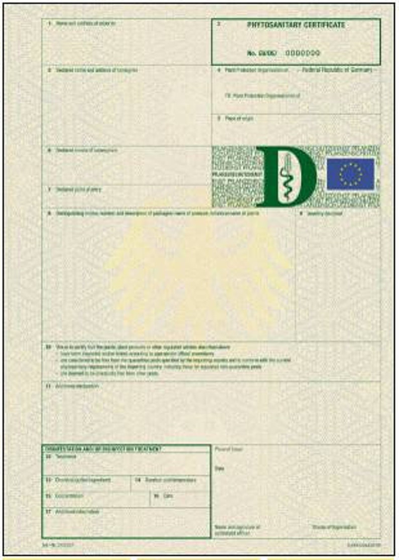 Phytosanitary certificate and inspection Etsy