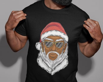 Camiseta negra de Papá Noel: ropa navideña unisex