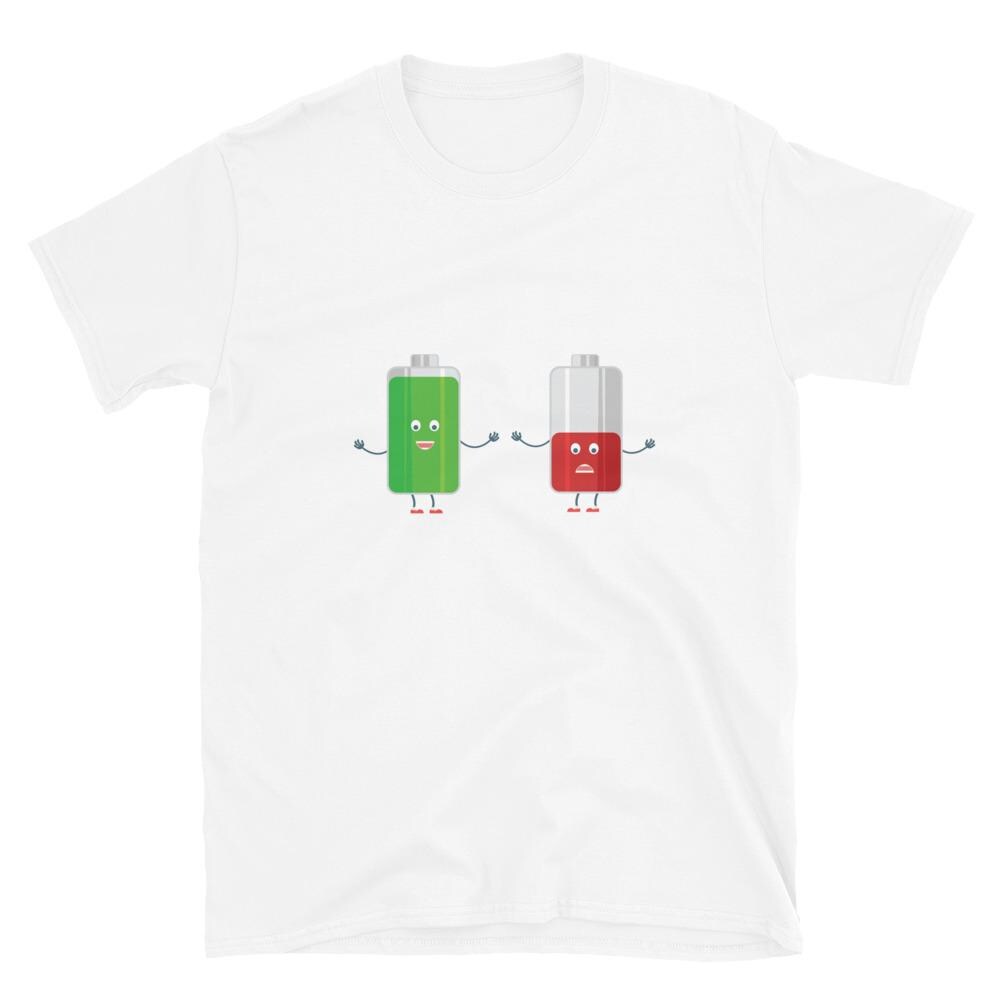 Witziges T-Shirt 'Batteriestand?' – 100% Baumwolle, Schwarz – Lustiger Spruch, Öko-Tex 100