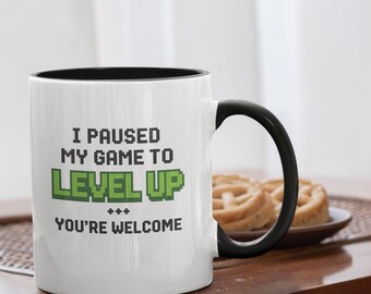 Level Up Gamer Mug: Funny Pixel Art Coffee Cup