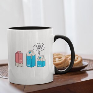 Funny Soy Milk Pun Mug | Spanish Joke Cartoon | Soy Milk I Am Milk | Cute Vegan Gift | Hilarious Language Joke Mug for Coffee Lovers
