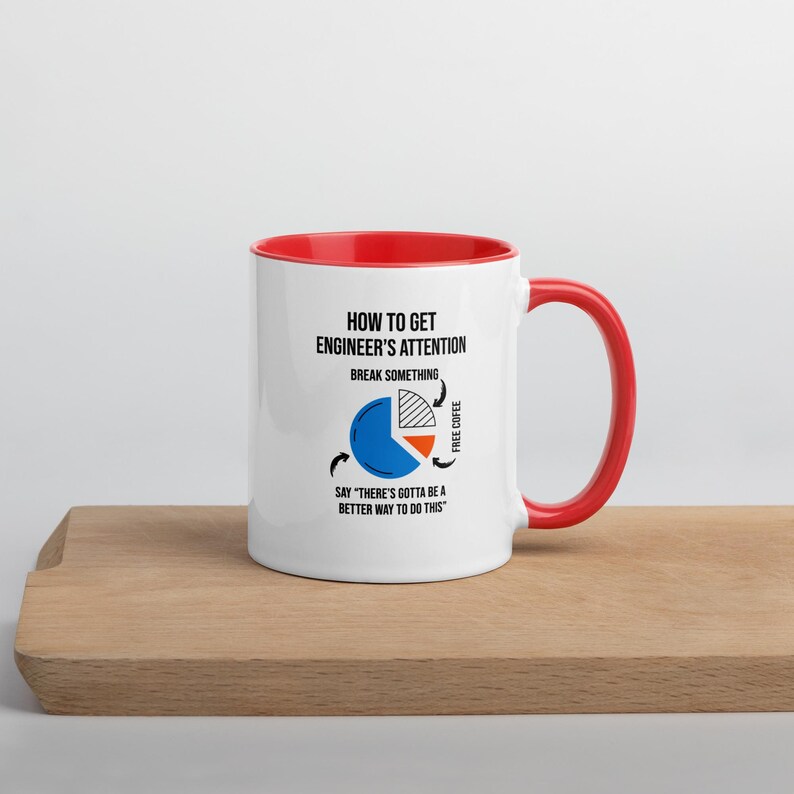 How to Get an Engineer's Attention Mug | Funny Engineering Gift | Coffee Pie Chart Humor Cup | Mechanical Electrical Engineer Joke