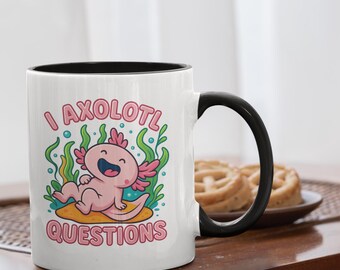 Caneca com perguntas sobre axolote: presente engraçado de axolote para amantes de animais