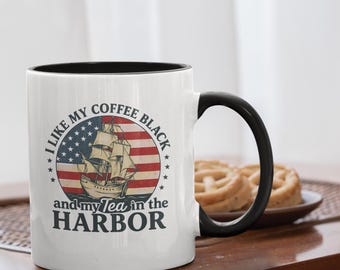 Retro Patriotic Coffee Mug: "I Like My Coffee Black" Funny History Gift