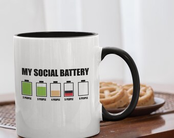 My Social Battery Mug: Funny Introvert Humor Cup - Mental Health Gift