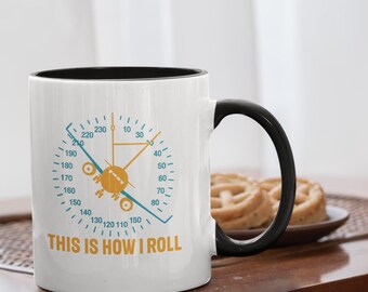 Lustige Piloten Kaffeetasse: Luftfahrt Horizont Indikator, Neon Flug Humor Geschenk