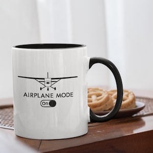Airplane Mode Mug: Funny Aviation Gift for Pilots - 11oz Color Inside