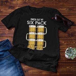 Sprawdź moją koszulkę unisex Six Pack | Zabawna koszulka do picia | Prezent dla miłośnika piwa | Zabawna koszulka z piwem | Prezent na Dzień Ojca | Humor do picia