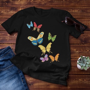 Colorful Butterfly Design Shirt: Nature Lover Tee