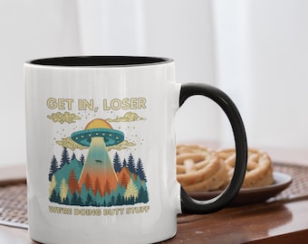 Grappige mok buitenaardse ontvoering: sarcastisch sciencefictioncadeau - 11 oz kleur aan de binnenkant