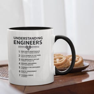 Compréhension de la tasse d'ingénieurs | Cadeau d'ingénierie drôle | Nerd Geek Tech Humour | Coupe des ingénieurs logiciels en mécanique électrique