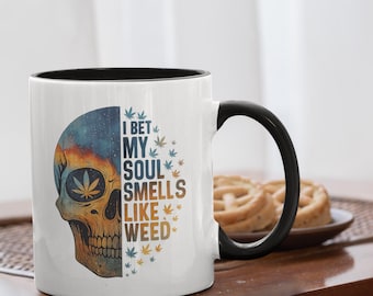 Taza de Calavera Galaxia Trippy: Regalo psicodélico para fumetas, interior colorido - 325 ml