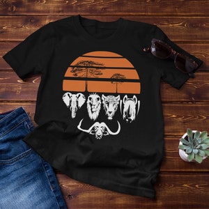 Camiseta unisex "Los Cinco Grandes de África", camiseta de safari, divertida camiseta de guía de safari, camiseta de safari, regalo de safari, camiseta de safari en el zoológico africano