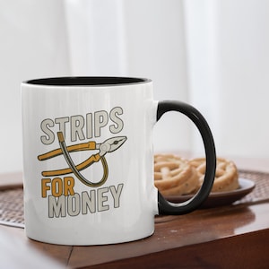 Strips For Money-mugg: Rolig elektrikerpresentmugg - 33 cl