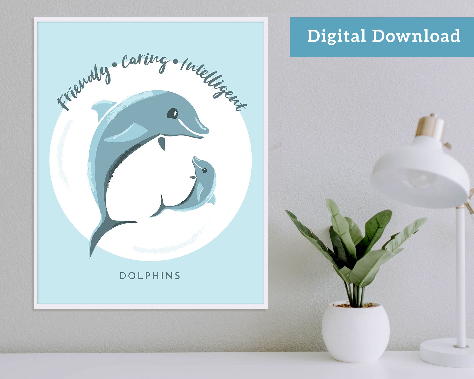 Dolphin Printable Wall Art Ocean Animal Print Dolphin Art | Etsy