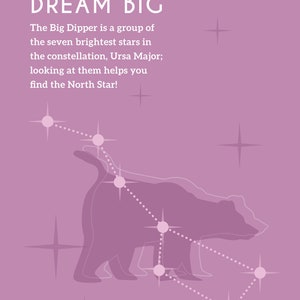 Dream Big, Big Dipper Kids Printable Wall Art (pink) - Decorate Your ...