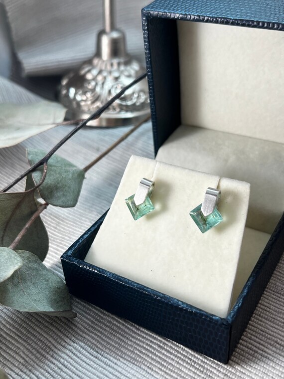 925 Fluorite Vintage Geometric Earrings Vintage Eco-Friendly Jewelry - Main Image