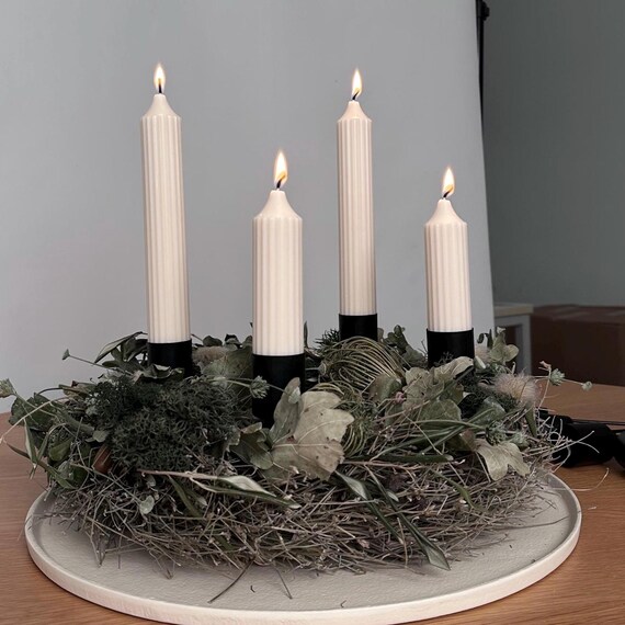 Support De Bougies Pour Couronne De L'Avent - Lot De 4 Supports En Métal Noir Avec Pic | Décoration Noël, Mariage, Table - 2