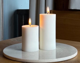 ROMI Kerze | Säulenkerzen im Set |Tischdekorationsideen Dekotablett