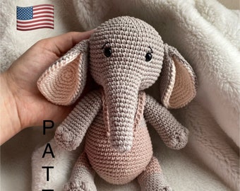 Elephant Crochet Pattern, amigurumi pattern, elephant crochet toy pattern
