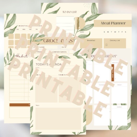 Leafy Printable Planner Set | Etsy