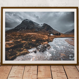 Glencoe-Snowy Sky over Buachaille Etive Mòr Mountain-Scotland,Highlands-PRINT, MOUNTED,Jigsaw or POSTER,Wall Art-Landscape Photography