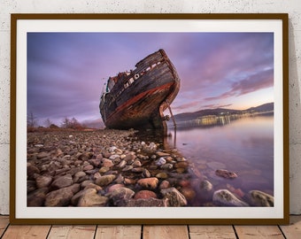 Sunset at the Corpach Shipwreck -Scotland,Highlands-PRINT, MOUNTED,Jigsaw or POSTER,Wall Art-Landscape Photography