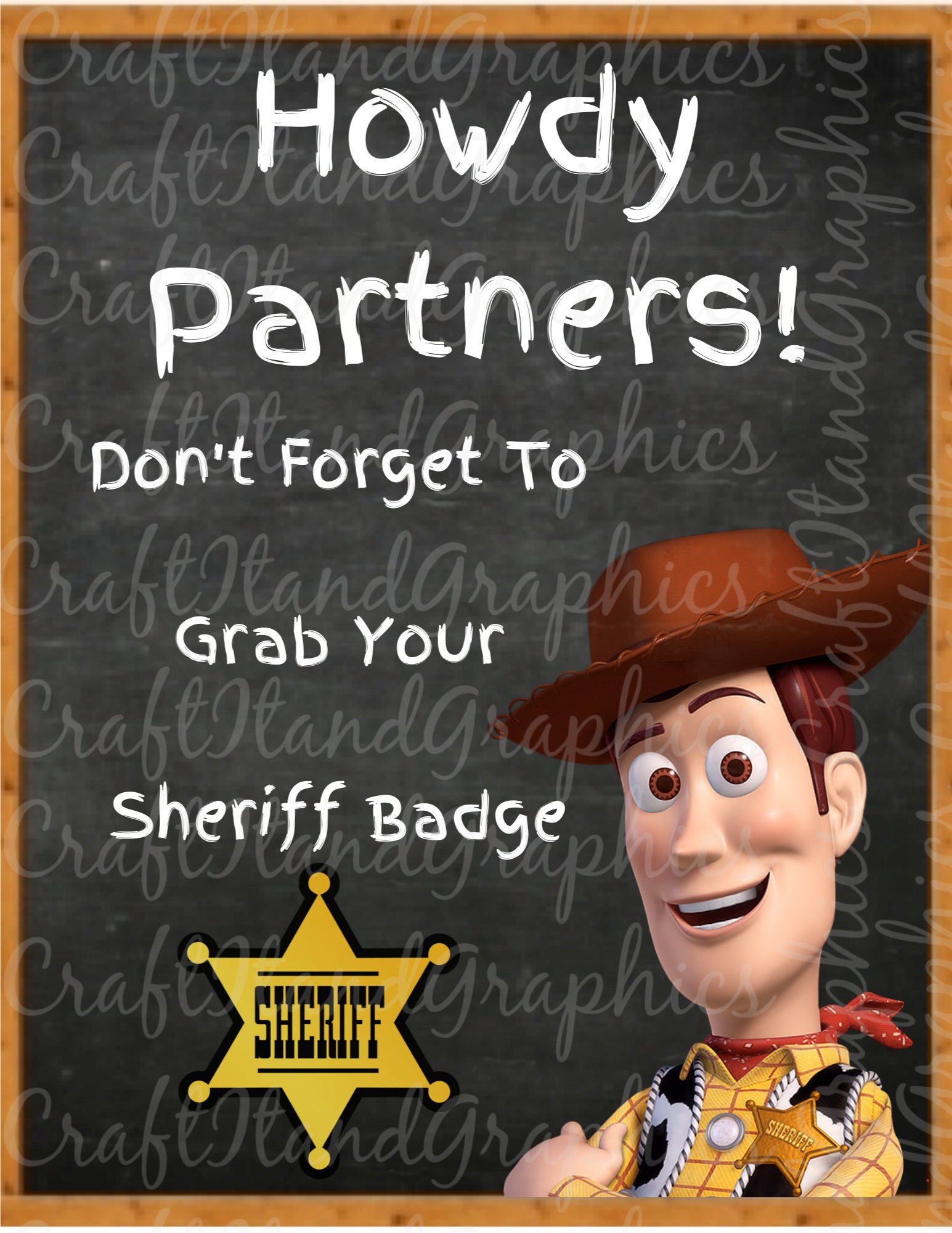 INSTANT DOWNLOAD DIGITAL Sheriff Woody Badge Sign | Etsy