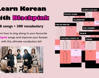 Learn Korean: Blackpink Songs Vocabulary List - Etsy