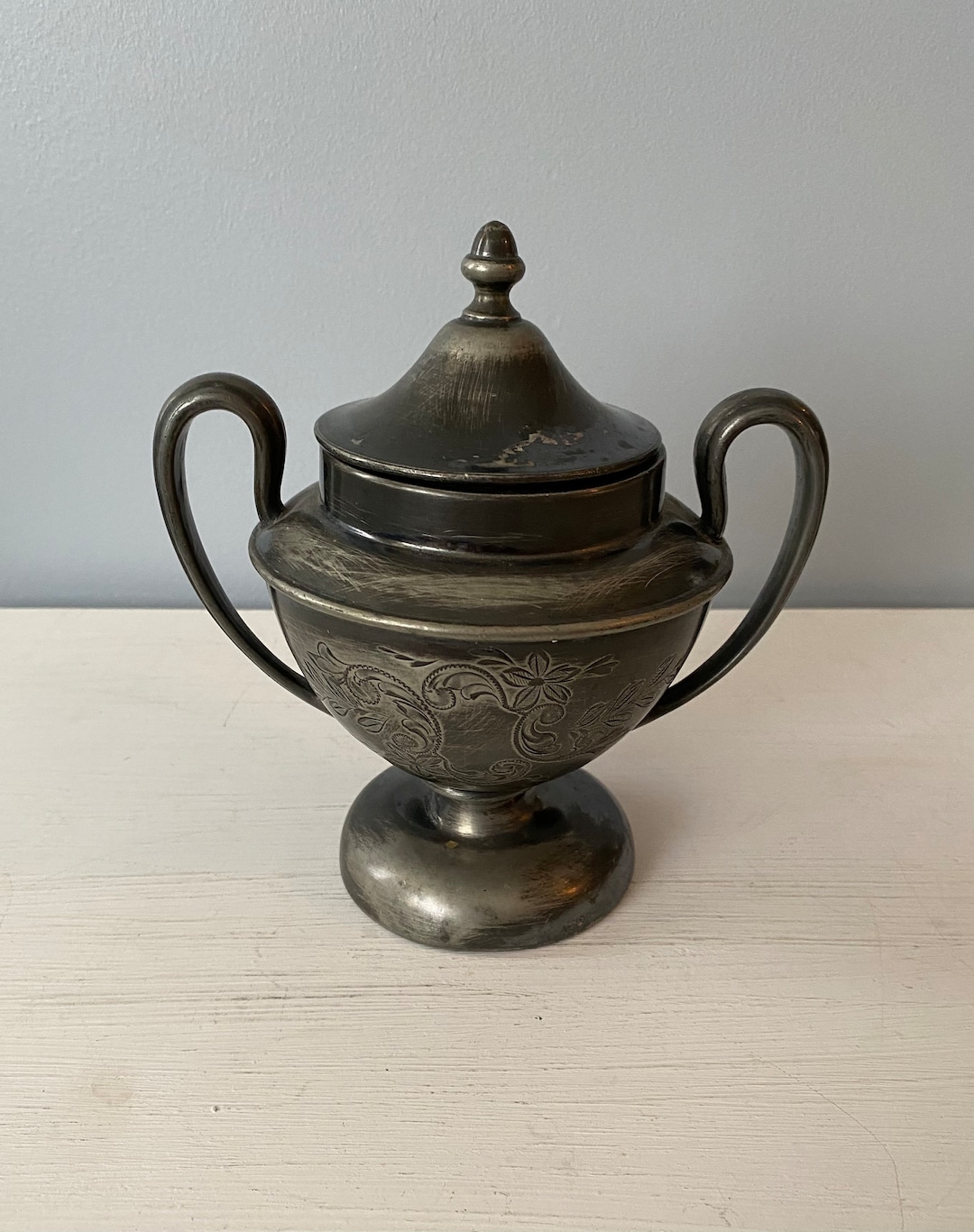 Silver Plate Sugar Bowl With Lid Tarnished Dining Room Kitchen Etsy