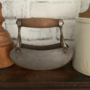 Metal Herb Chopper with Wood Handle Double Blade
