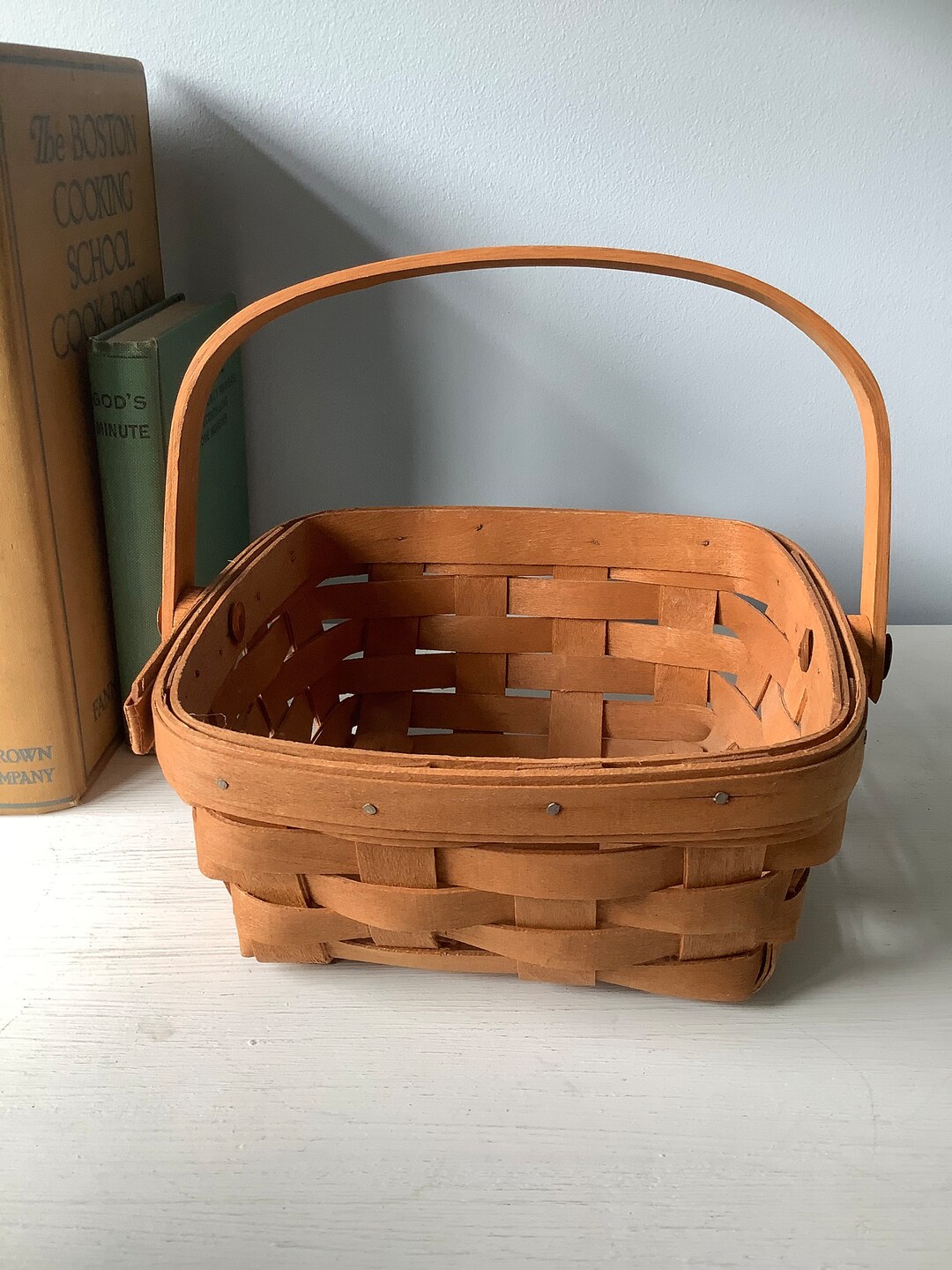 Longaberger Small Square Basket With Handle Etsy