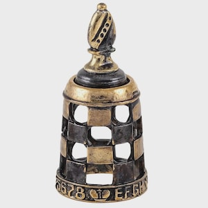 Chess Bishop Bronze Thimble. Handmade Solid Bronze Sewing Tool. Artisan Collectible Thimble. Gift for Chess Player. Magnetic Thimble