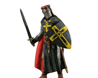 Painted tin toy soldier Historical miniature 54 mm figurine Model Scale 1:32 Middle Ages. Teutonic Knight