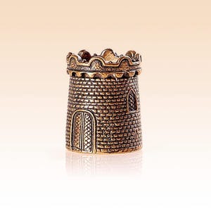 Thimble Fortress. Handmade Bronze casting. Collectible Thimble