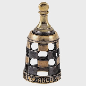 Chess Pawn Bronze Thimble. Handmade Solid Bronze Sewing Tool. Artisan Collectible Thimble. Gift for Chess Player. Magnetic Thimble