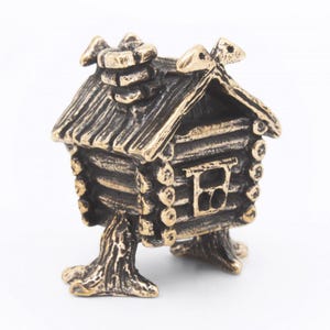 Bronze thimble fairytale hut. Handmade casting. Collectible Thimble