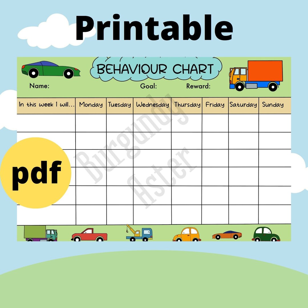 Printable Behaviour Rewards Chart for Boy Download Behaviour - Etsy ...