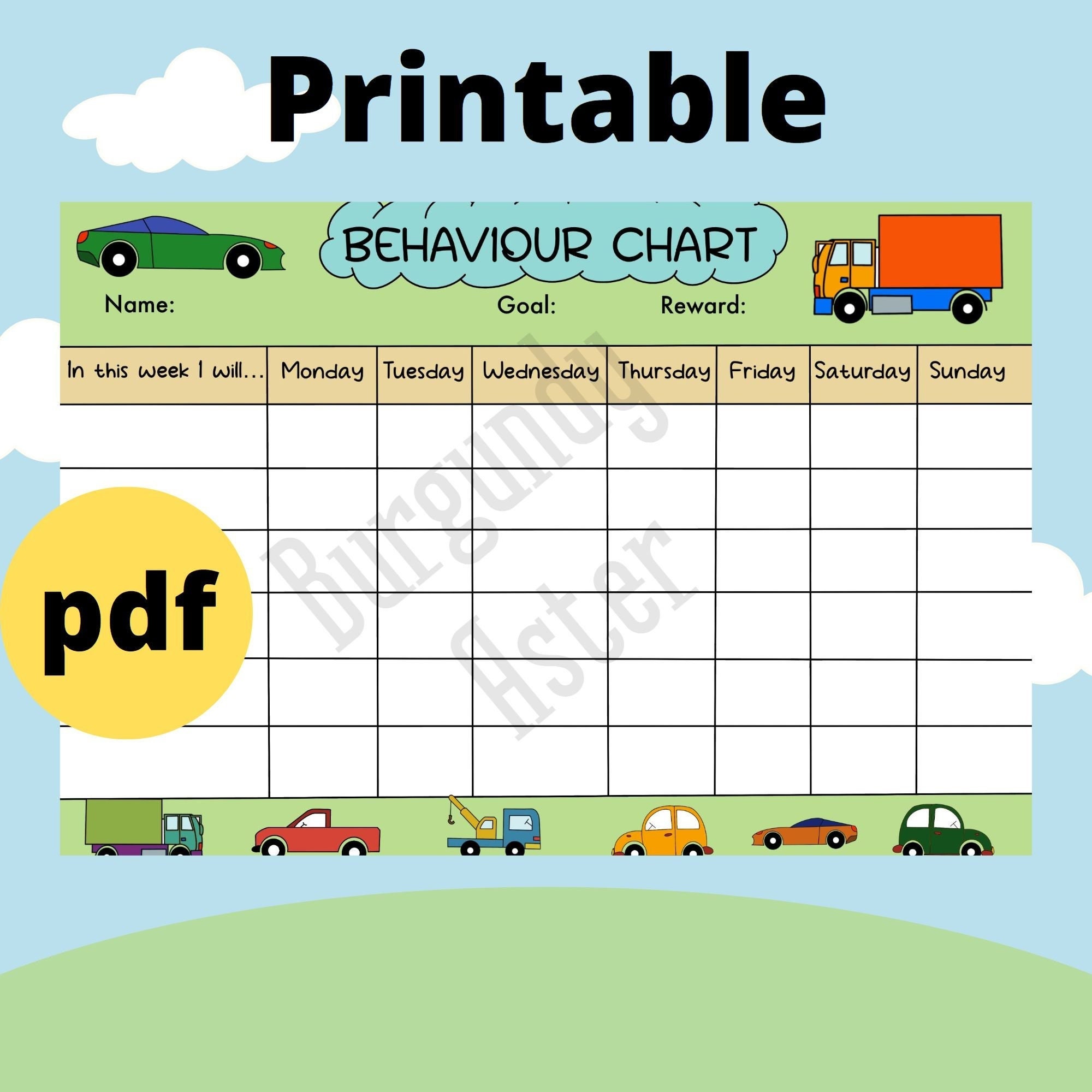 Printable Behaviour Rewards Chart for Boy Download Behaviour - Etsy ...