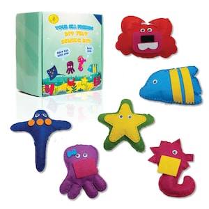 AWArt Felt Sewing Kit for Kids, Felt Sea Animal Kit, Kid Craft Sewing Kit, Kid Sewing Kit, Craft Kit, DIY Kits for Kids, First Sewing Kit