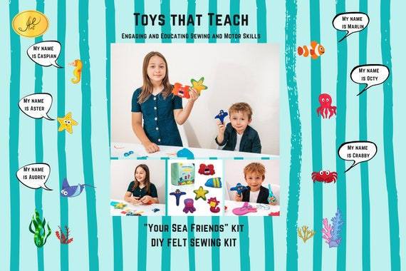 Awart Felt Sewing Kit for Kids, Felt Sea Animal Kit, Kid Craft Sewing Kit, Kid Sewing Kit, Craft Kit, Beginner DIY Craft, First Sewing Kit, Crafts