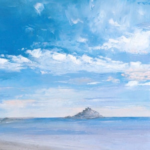 St. Michaels Mount Cornwall.    Carte paysage de Cornouailles par Jan Rogers