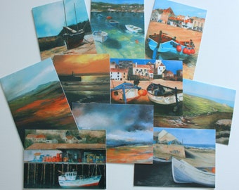 Ten Cornwall landscape cards. Cornish art. Cornish boat cards and prints. Original oil paintings. Nautical cards. St Ives cards.