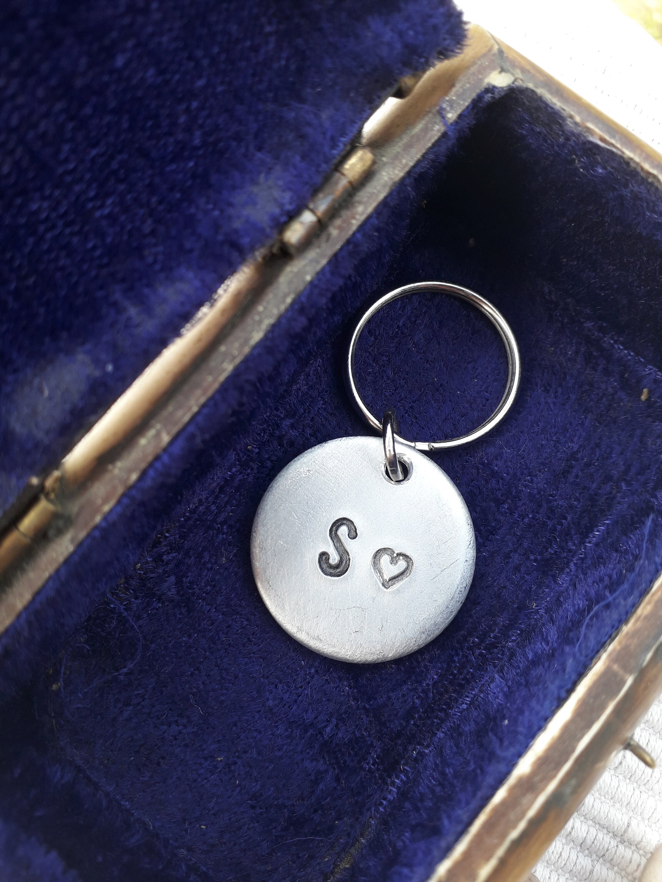 Personalized silver coin keychain for him and herinitial Etsy