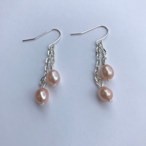 Blush Pink Genuine Freshwater Pearl Dangle Earrings