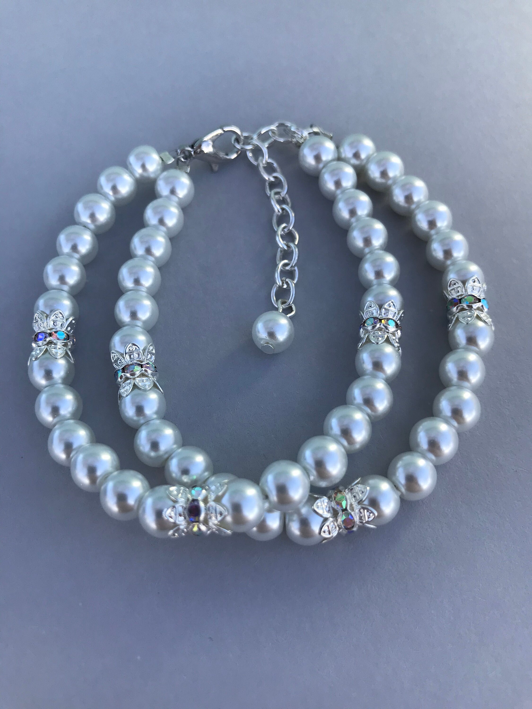 Double Brin De Perles Nacrées – Grand Modèle, Léger, Brillant, Sans Emballage D’origine