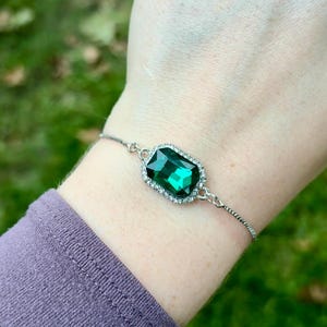 Victorian Style Bracelet | Emerald Slider Bracelet | Crystal Bracelet | Adjustable Bracelet | Emerald Jewelry | Gifts for Her | Fall Jewelry