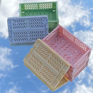Mini Colourful Stationery boxes | Trendy Storage Bins | Foldable storage box | Cute Desktop organiser | Crate box